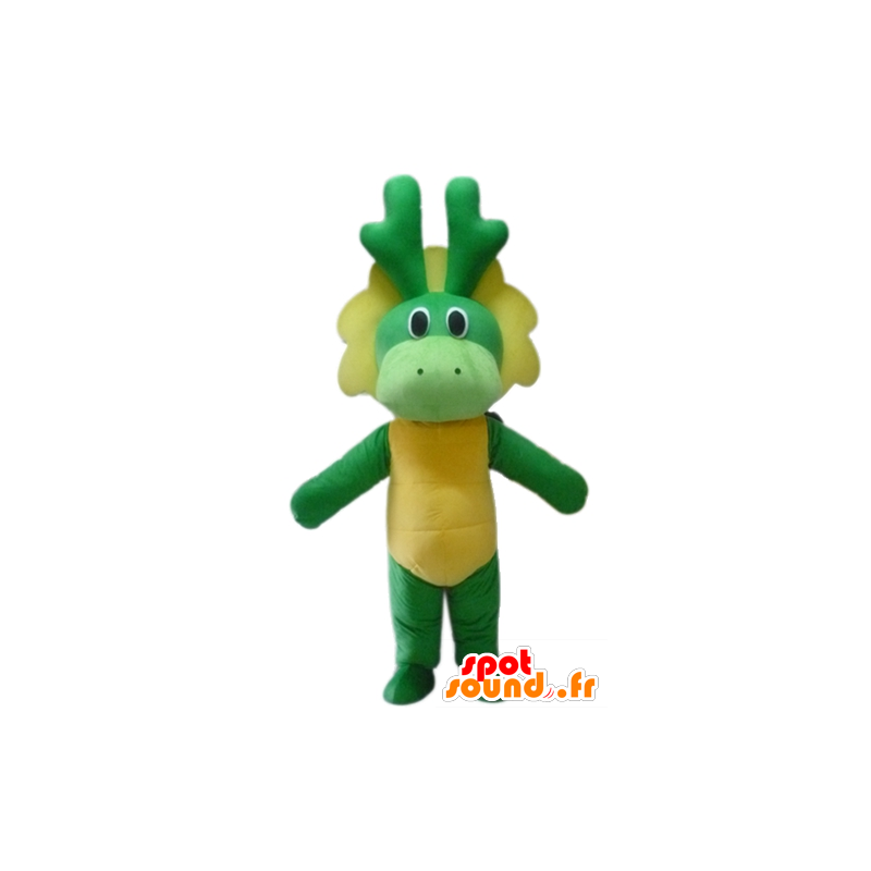 Mascot groen en geel dinosaurus, dragon - MASFR22854 - Dinosaur Mascot