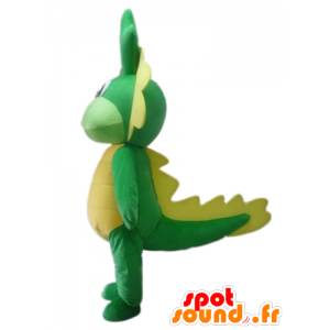 Grøn og gul dinosaur maskot, drage - Spotsound maskot kostume