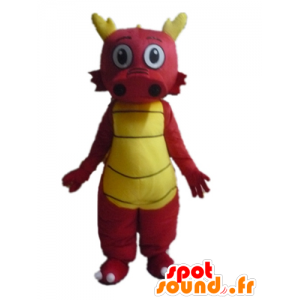 Rode draak mascotte en geel, leuke en kleurrijke - MASFR22855 - Dragon Mascot