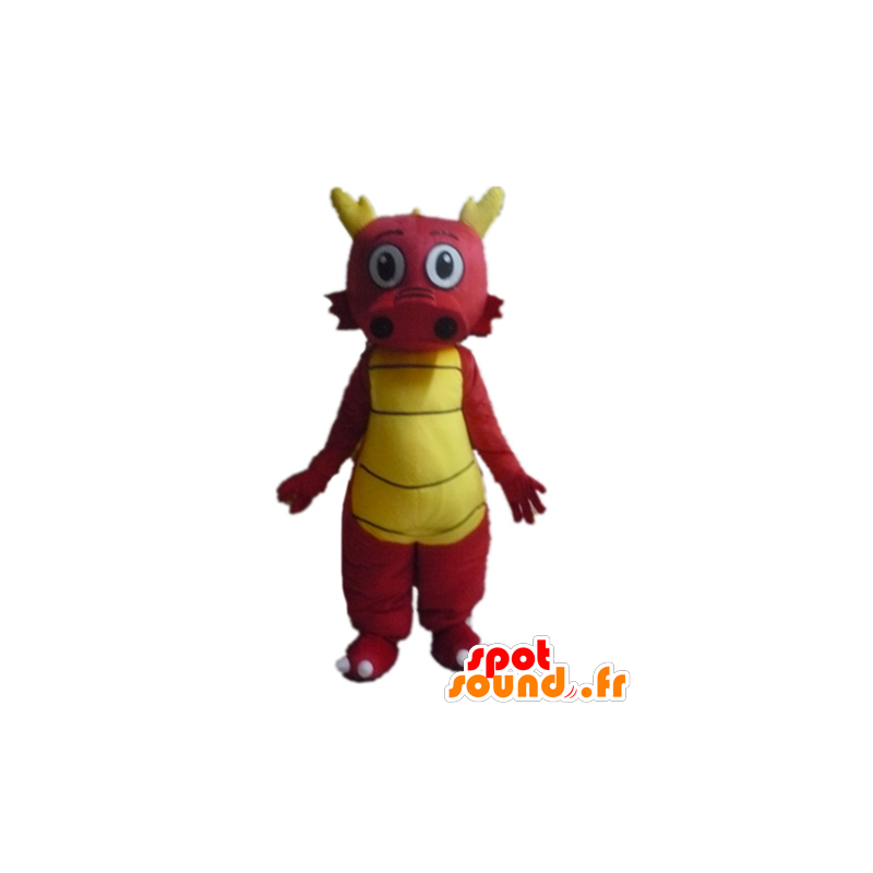 Red dragon mascot and yellow, cute and colorful - MASFR22855 - Dragon mascot