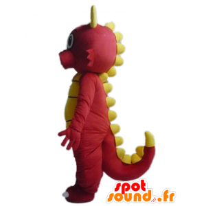 Mascotte de dragon rouge et jaune, mignon et coloré - MASFR22855 - Mascotte de dragon