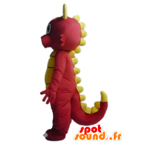 Red Dragon maskotti ja keltainen, söpö ja värikäs - MASFR22855 - Dragon Mascot