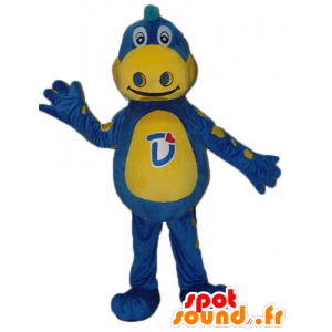Blauwe draak mascotte en geel Danone - Gervais Mascot - MASFR22856 - Dragon Mascot