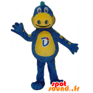 Blue dragon mascot and yellow Danone - Mascot Gervais - MASFR22856 - Dragon mascot