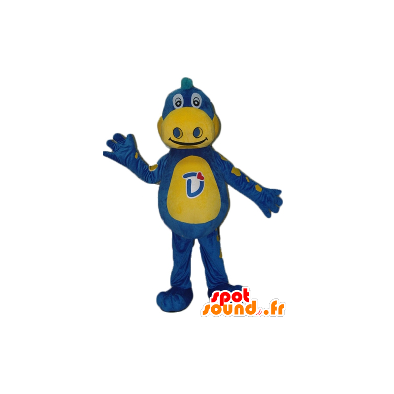 Blue dragon mascot and yellow Danone - Mascot Gervais - MASFR22856 - Dragon mascot