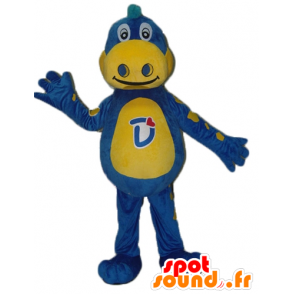 Blue dragon mascot and yellow Danone - Mascot Gervais - MASFR22856 - Dragon mascot