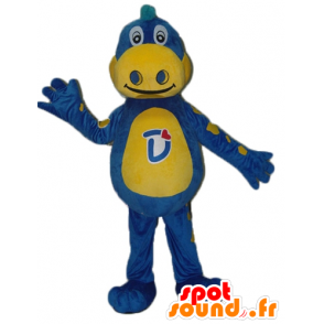 Mascotte de dragon bleu et jaune Danone - Mascotte Gervais - MASFR22856 - Mascotte de dragon