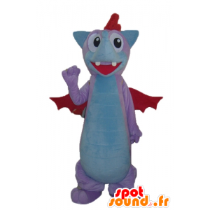 Drago mascotte, pipistrello, rosa, blu e rosso - MASFR22857 - Mascotte del mouse