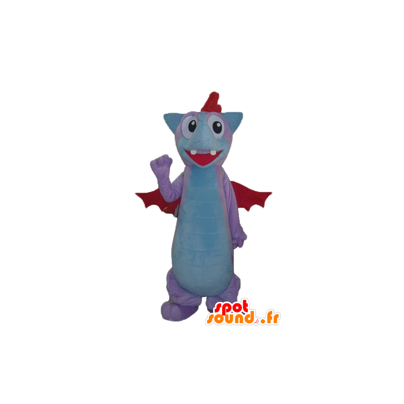Dragon mascot, bat, pink, blue and red - MASFR22857 - Mouse mascot