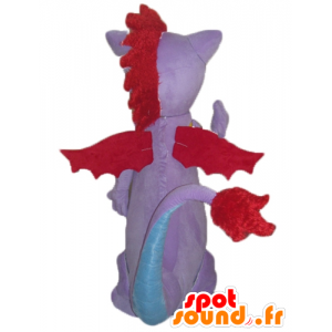 Drago mascotte, pipistrello, rosa, blu e rosso - MASFR22857 - Mascotte del mouse