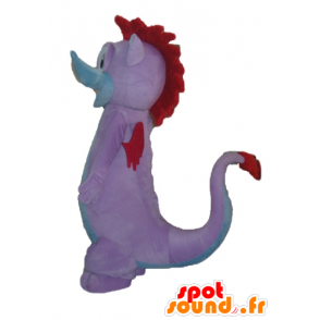 Draak mascotte, knuppel, roze, blauw en rood - MASFR22857 - Mouse Mascot