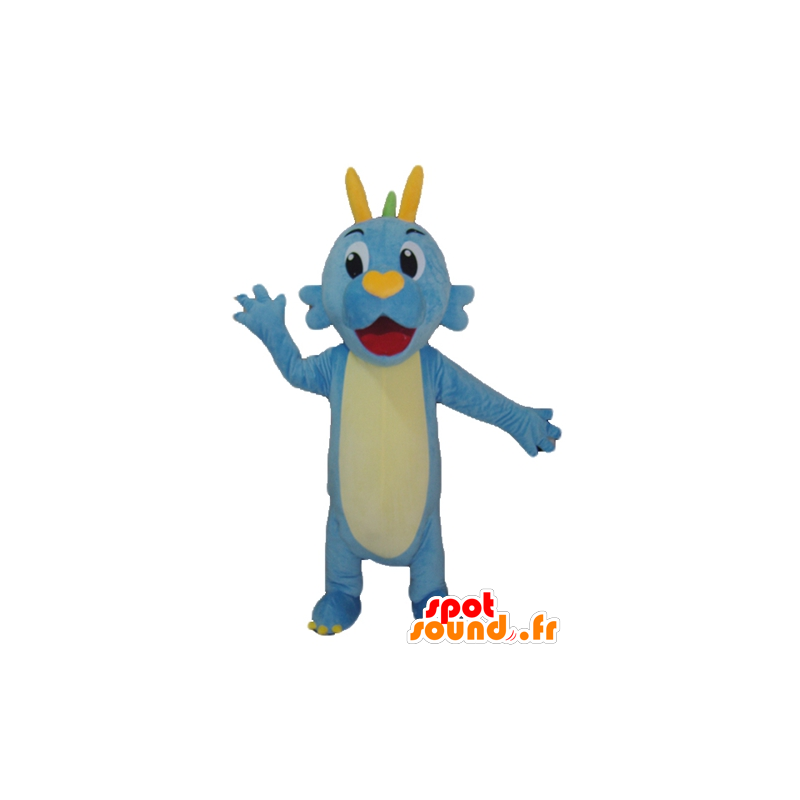 Dinosaur mascot, blue dragon, green and yellow - MASFR22858 - Mascots dinosaur
