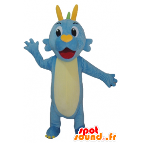 Mascotte dinosaure, blauwe draak, groen en geel - Dinosaurus mascottes - MASFR22858 - SpotSound.fr