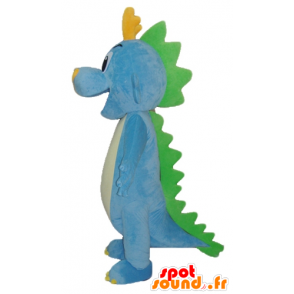 Mascotte dinosaure, blauwe draak, groen en geel - Dinosaurus mascottes - MASFR22858 - SpotSound.fr