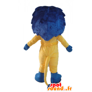 Witte en gele leeuw mascotte, met een blauwe manen - MASFR22861 - Lion Mascottes