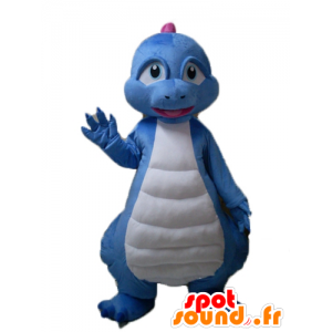 Mascotte dinosaure blauw, witte en roze draak - Dinosaurus mascottes - MASFR22862 - SpotSound.fr
