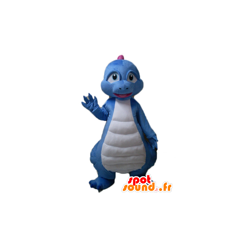 Mascot blauw dinosaurus, wit en roze draak - MASFR22862 - Dinosaur Mascot