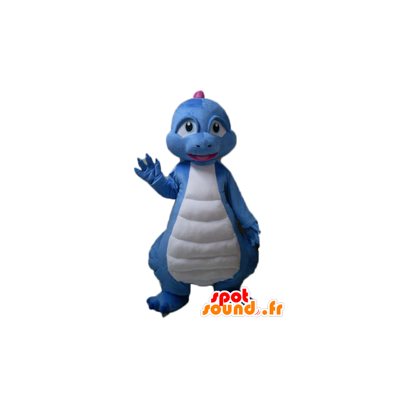 Mascotte dinosaure blauw, witte en roze draak - Dinosaurus mascottes - MASFR22862 - SpotSound.fr