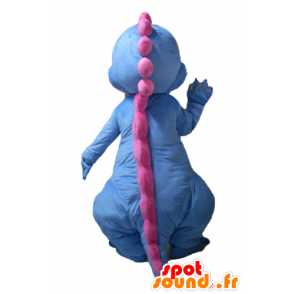 Mascotte dinosaure blauw, witte en roze draak - Dinosaurus mascottes - MASFR22862 - SpotSound.fr