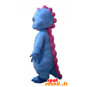 Mascot dinossauro azul, branco e dragão-de-rosa - MASFR22862 - Mascot Dinosaur