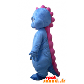 Mascotte dinosaure blauw, witte en roze draak - Dinosaurus mascottes - MASFR22862 - SpotSound.fr