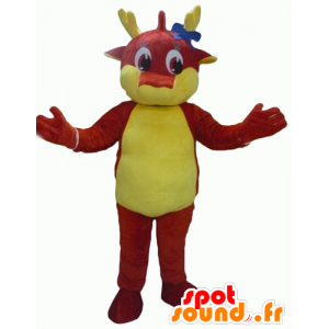 Vermelho e amarelo dragão mascote, gigante - MASFR22863 - Dragão mascote