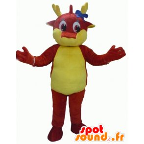 Rosso e giallo drago mascotte, gigante - MASFR22863 - Mascotte drago