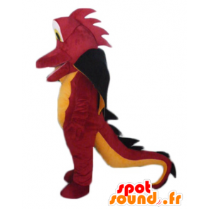 Mascot rød drage, oransje og svart, gigantiske og imponerende - MASFR22865 - dragon maskot