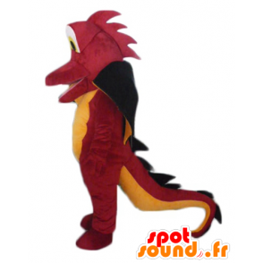 Mascotte del drago rosso, arancio e nero, gigante e impressionante - MASFR22865 - Mascotte drago