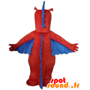 Dragão mascote, dinossauro vermelho, amarelo e azul - MASFR22866 - Mascot Dinosaur