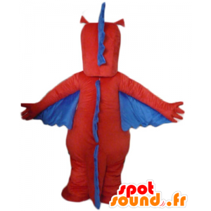 Mascotte de dragon, de dinosaure rouge, jaune et bleu - MASFR22866 - Mascottes Dinosaure