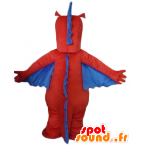 Draak mascotte, rood dinosaurus, geel en blauw - MASFR22866 - Dinosaur Mascot