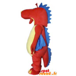 Dragon maskot, rød dinosaur, gul og blå - MASFR22866 - Dinosaur Mascot