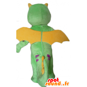 Mascot van kleine groene en gele draak, leuk en kleurrijk - MASFR22867 - Dragon Mascot