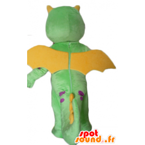 Mascotte small green and yellow dragon, cute and colorful - MASFR22867 - Dragon mascot