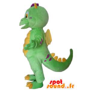 Mascotte small green and yellow dragon, cute and colorful - MASFR22867 - Dragon mascot