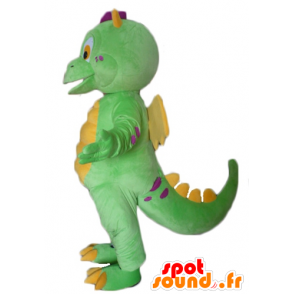 Mascotte piccolo drago verde e giallo, carino e colorato - MASFR22867 - Mascotte drago