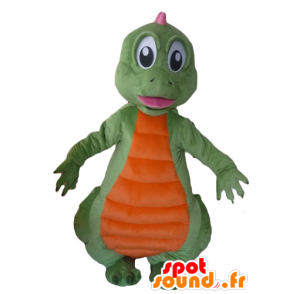 Green dinosaur mascot, orange and pink - MASFR22868 - Mascots dinosaur