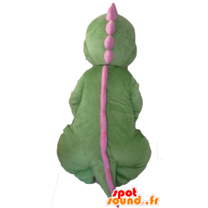 Groene dinosaurus mascotte, oranje en roze - MASFR22868 - Dinosaur Mascot