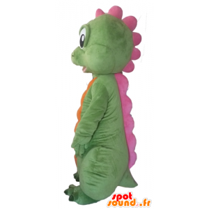 Dinosauro verde mascotte, arancione e rosa - MASFR22868 - Dinosauro mascotte