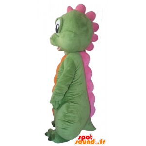 Groene dinosaurus mascotte, oranje en roze - MASFR22868 - Dinosaur Mascot