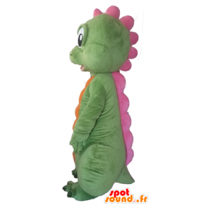 Grøn, orange og lyserød dinosaur maskot - Spotsound maskot