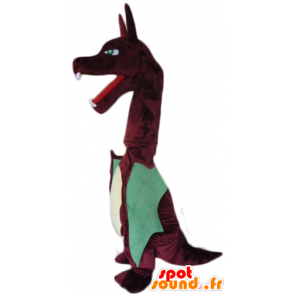 Mascotte grote rode en groene draak met grote vleugels - MASFR22869 - Dragon Mascot