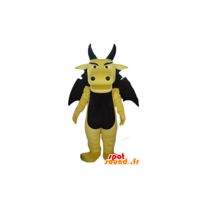Gelbe und schwarze Drachen-Maskottchen, lustige und eindrucks - MASFR22870 - Dragon-Maskottchen