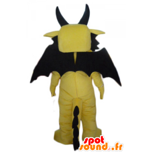 Amarillo y la mascota dragón negro, divertido e impresionante - MASFR22870 - Mascota del dragón