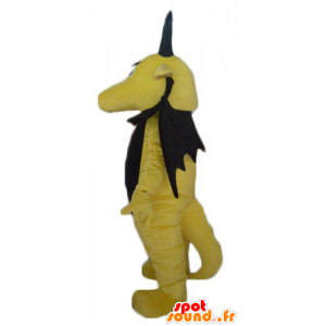 Amarelo e mascote dragão preto, engraçado e impressionante - MASFR22870 - Dragão mascote