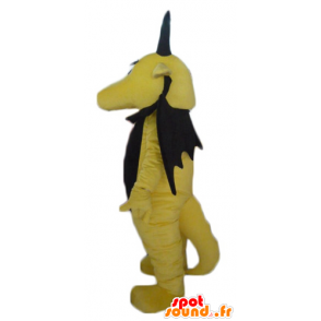 Geel en zwart draak mascotte, grappig en indrukwekkende - MASFR22870 - Dragon Mascot