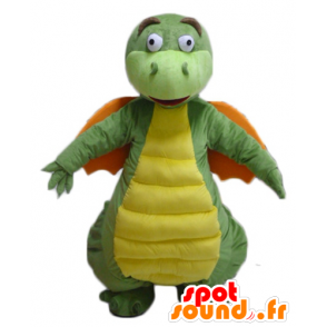 Green Dragon mascote, amarelo e laranja para olhar engraçado - MASFR22871 - Dragão mascote