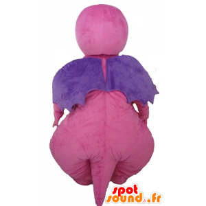 Pink dragon mascot, purple and yellow, attractive and colorful - MASFR22872 - Dragon mascot