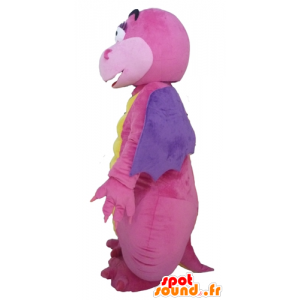 Mascote dragão-de-rosa, roxo e amarelo, atraente e colorido - MASFR22872 - Dragão mascote